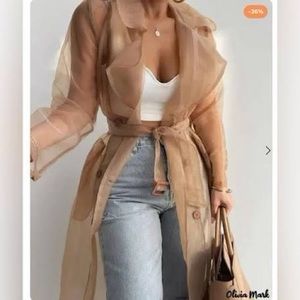 JLUXLABEL sheer nude coat. New with tags